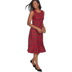 TALBOTS Festive Wool Tartan Sheath Dress